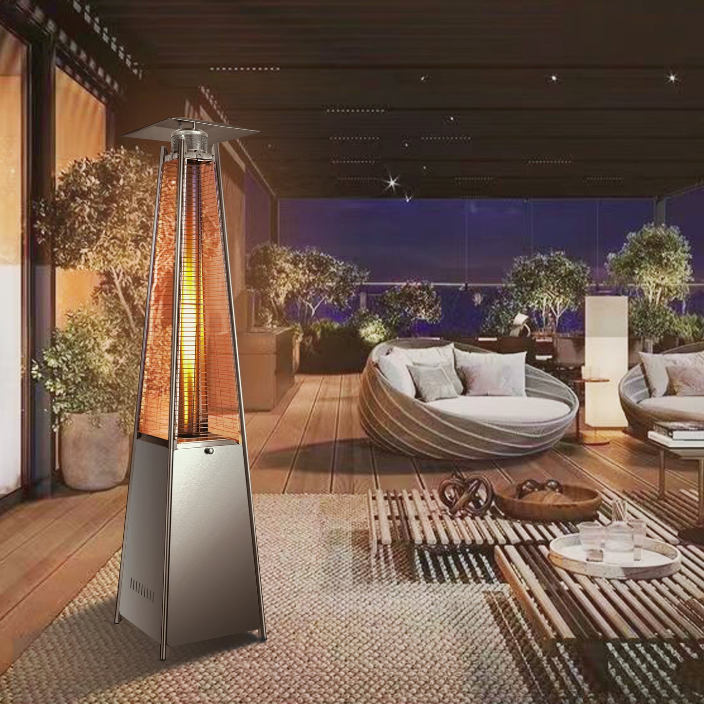Vivicreate 42000 BTU Patio Heater, pyramid heater, glass tube fire heater
