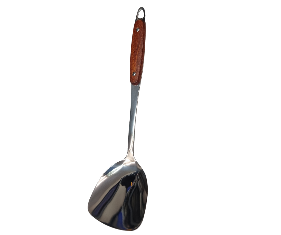 STAINLESS STEEL SPATULA WITH WOODEN SUPPORT